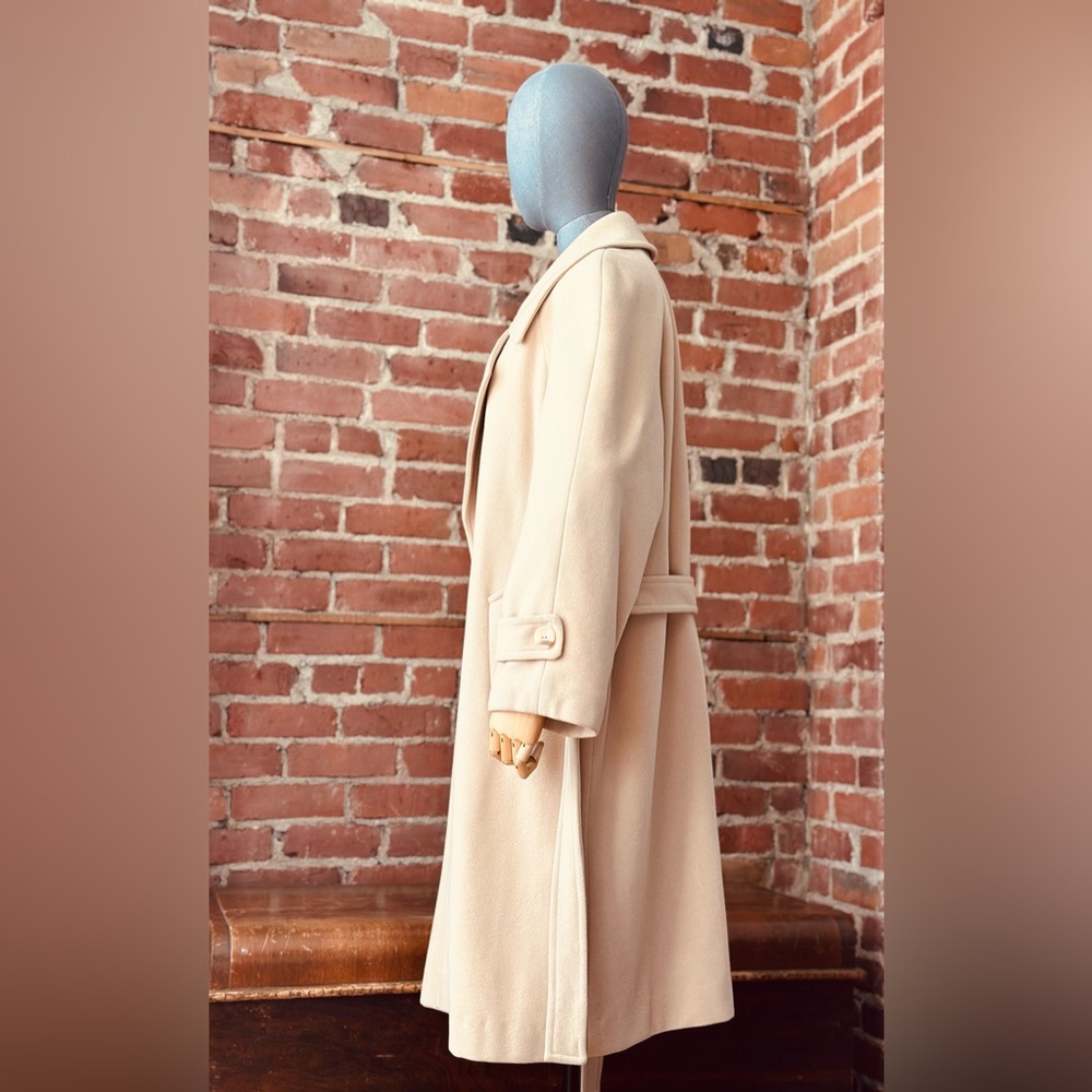 Vintage Camel Classic Lambswool Midi Coat | Belted Wrap Style - Picture 4 of 17